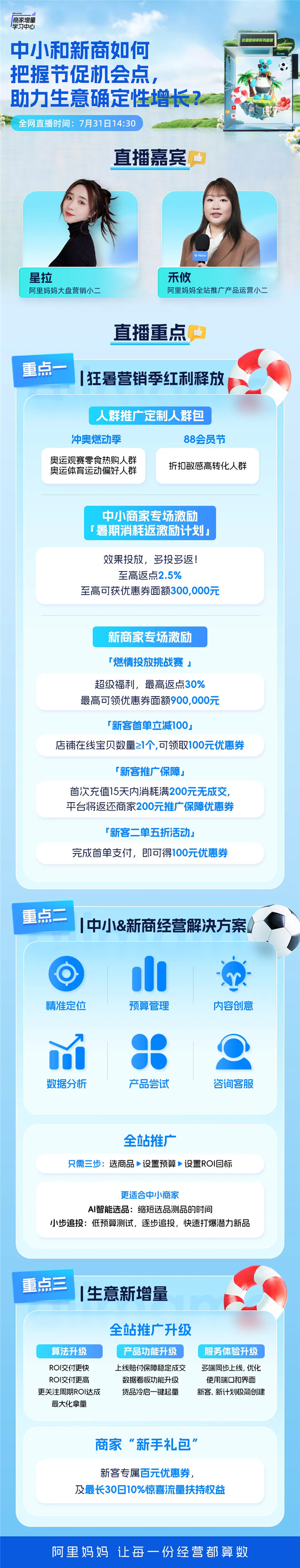 暑期经营划重点，阿里妈妈「商家增量学习中心」开播，亿级补贴助商家赢得新增量