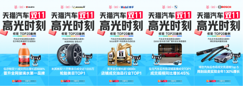 天猫汽车双11TOP20高光案例！宝马、雅迪、米其林爆发增长最高超1000%