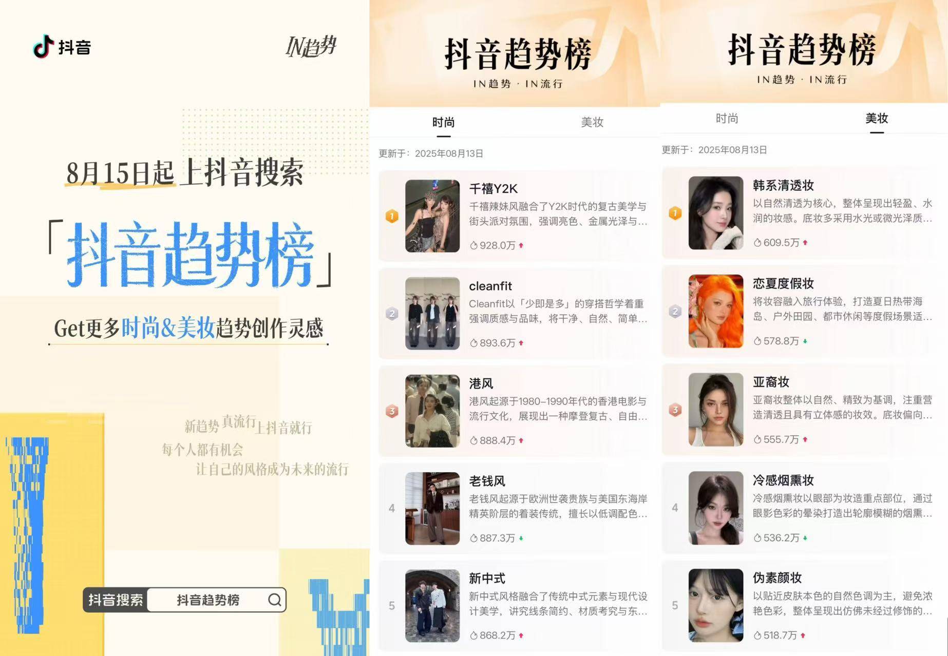 抖音趋势榜上线，和TA们一起解锁「有效变美」进化论