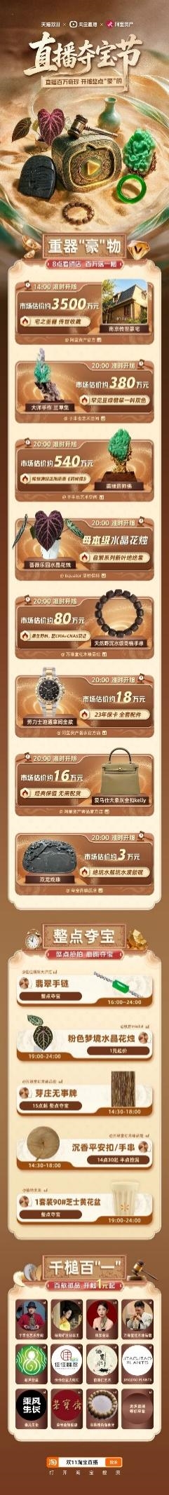 就在今天!大师孤品翡翠首拍,3500万豪宅压轴,双11夺宝节终极一战